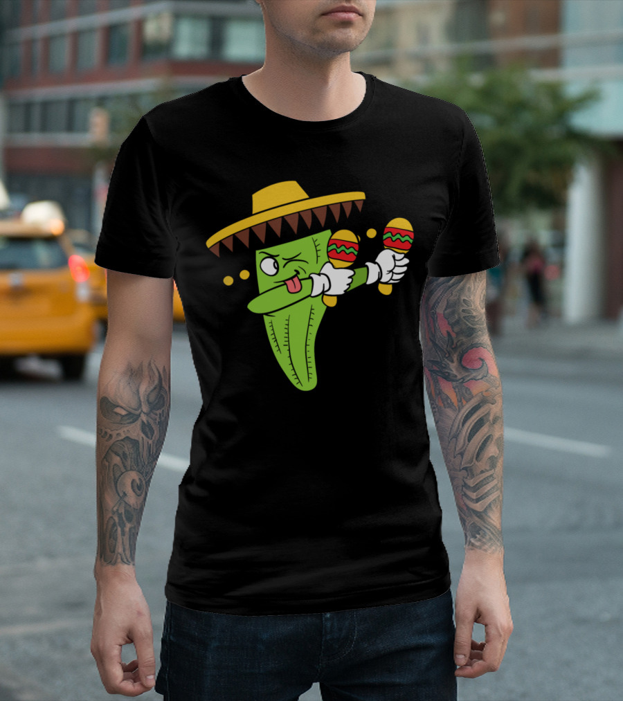 Dabbing Cactus In Sombrero With Maracas Dance Moves T-Shirt