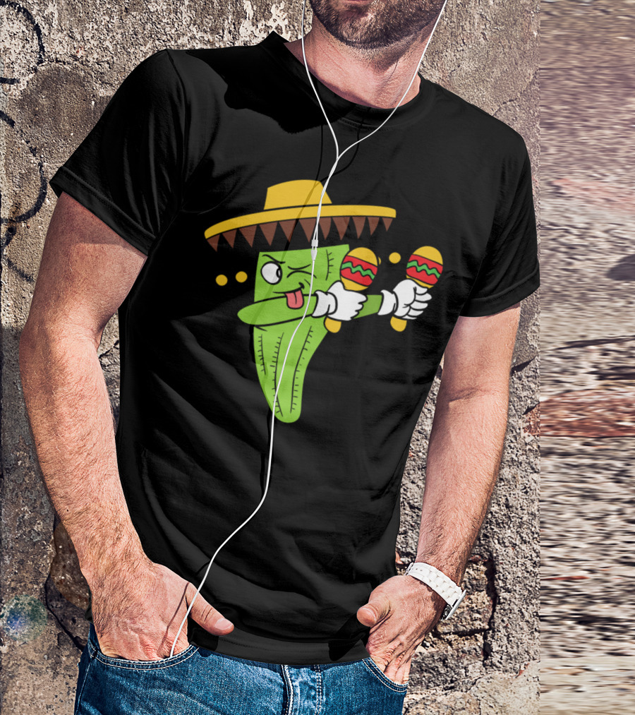 Dabbing Cactus In Sombrero With Maracas Dance Moves T-Shirt