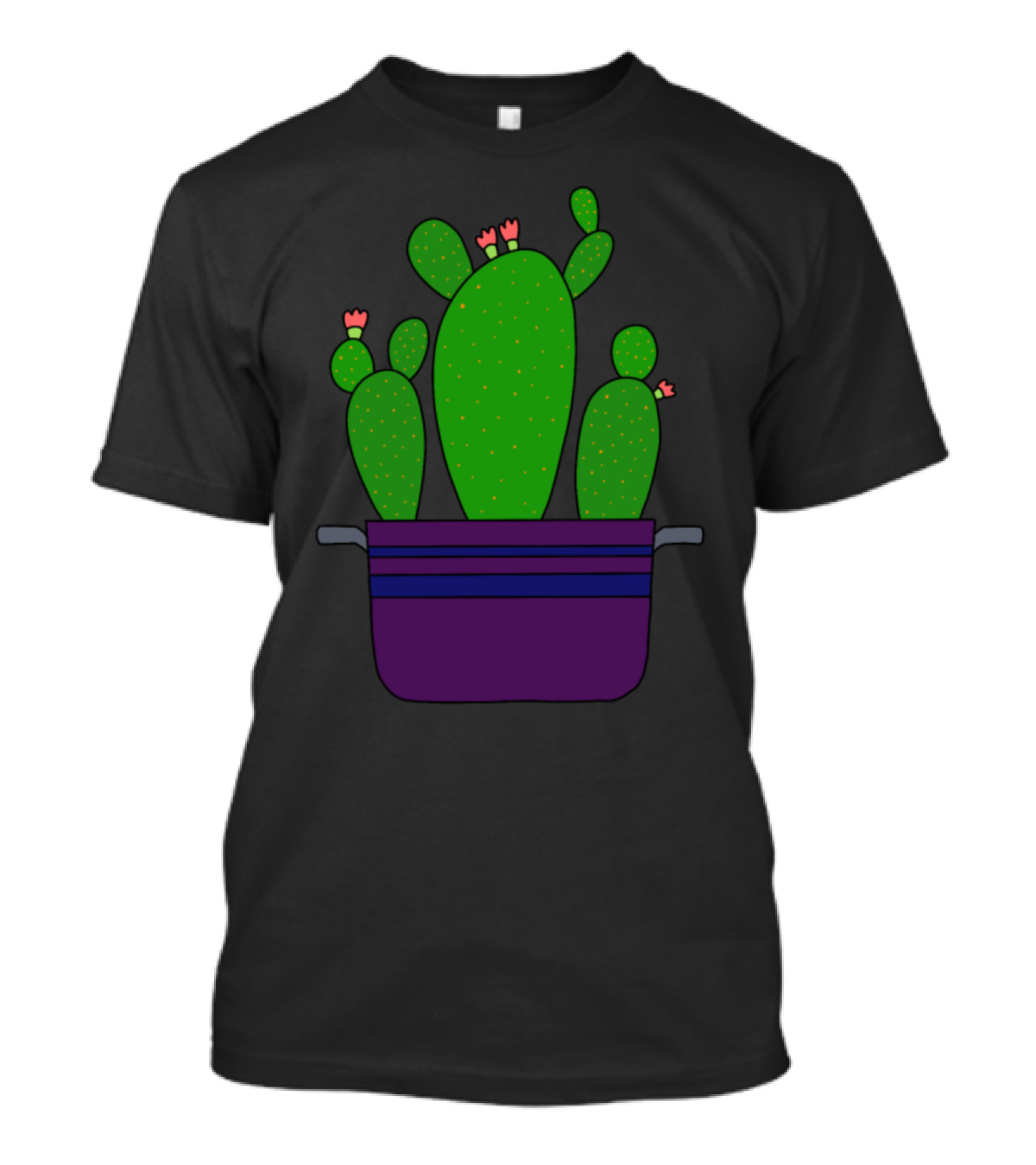 Dinnertime Flowertime Cacti In Purple Pot With Blossoms T-Shirt
