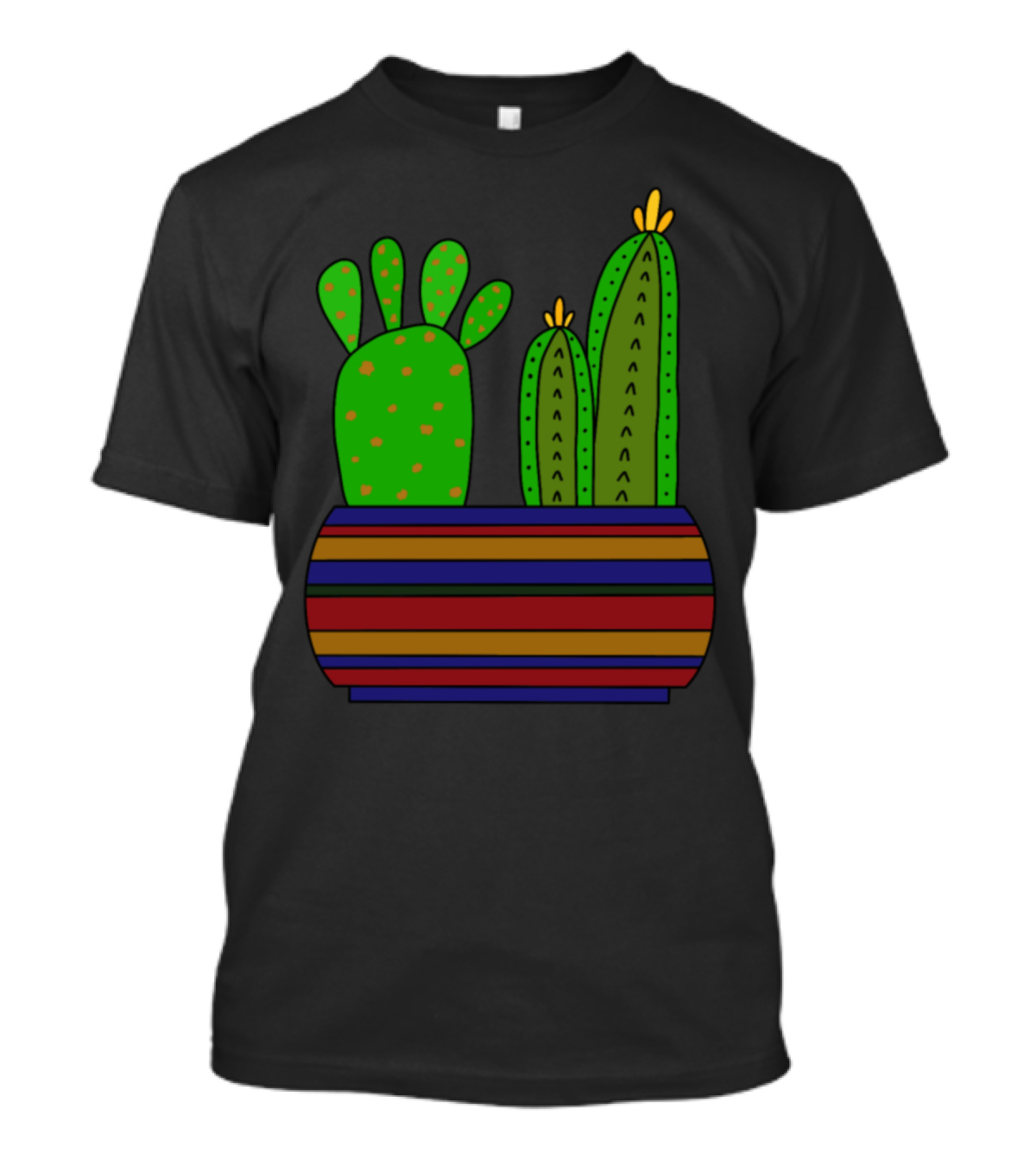 Enough Room For Two Types Of Cacti In Vibrant Striped Planter T-Shirt