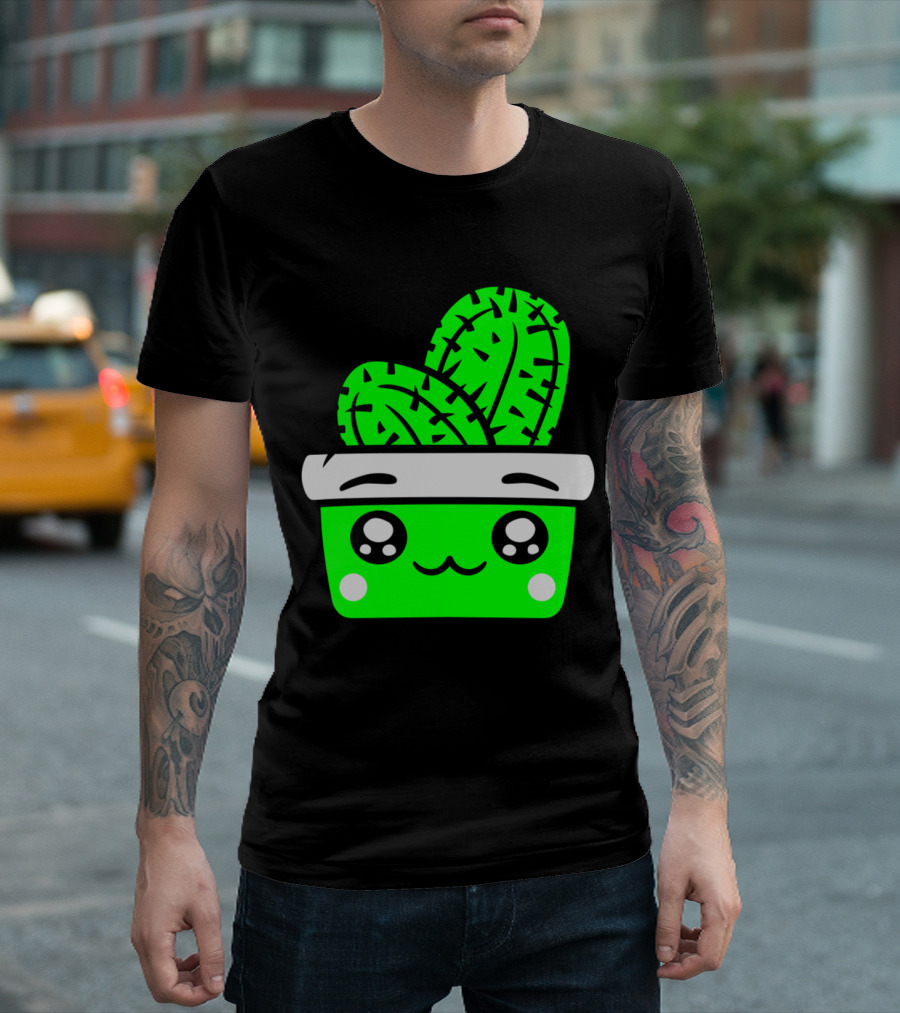 Face Baby Cactus Comic Cartoon Cactus Flower T-Shirt