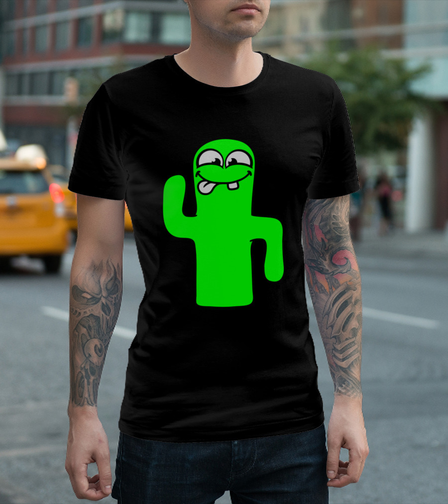 Funny Cartoon Cactus Face Natural Sweet Comic T-Shirt