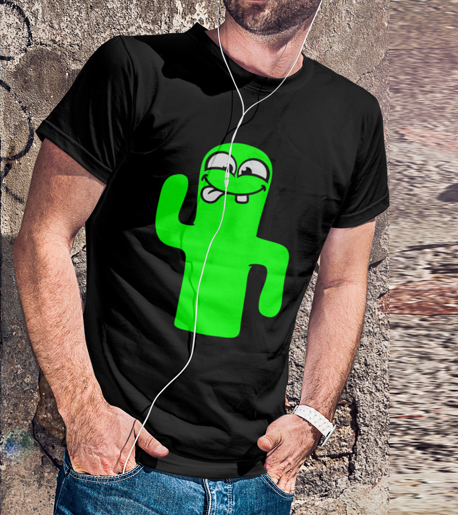 Funny Cartoon Cactus Face Natural Sweet Comic T-Shirt