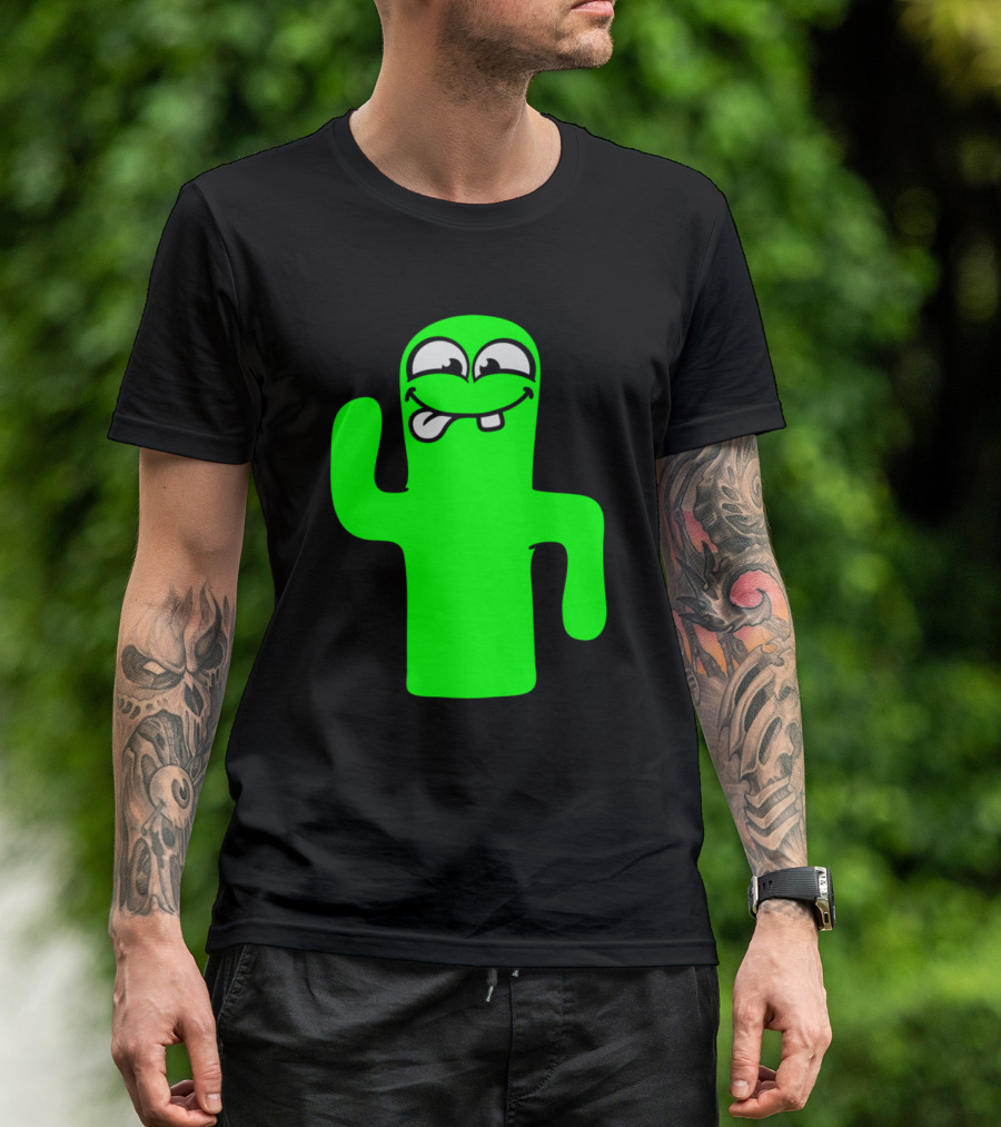 Funny Cartoon Cactus Face Natural Sweet Comic T-Shirt