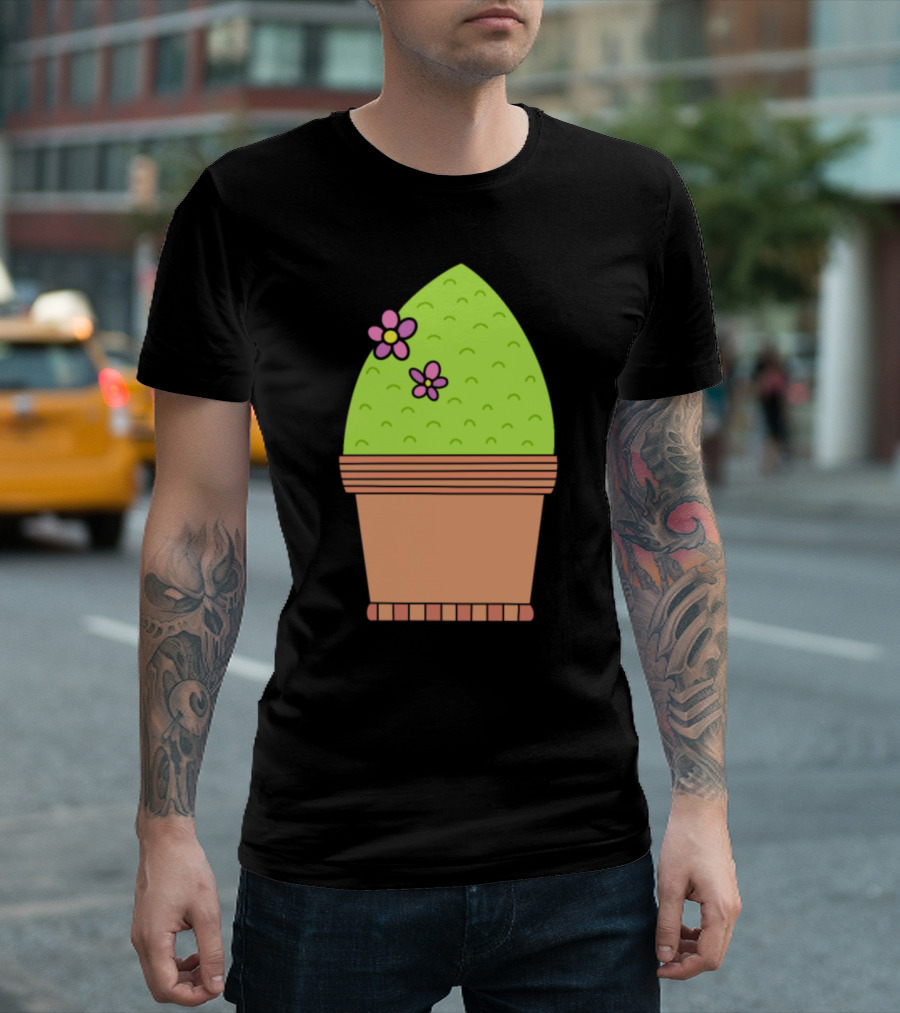 Fancy Suburban Cactus Potted With Flowers T-Shirt