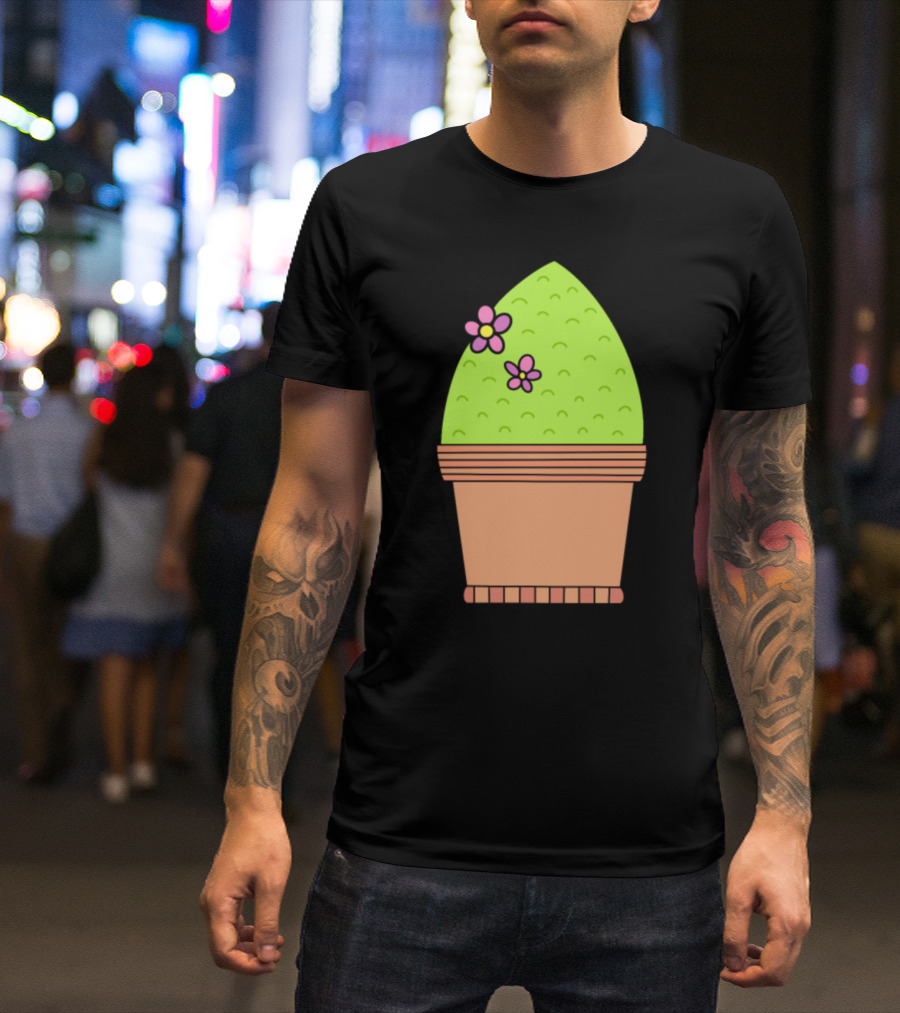 Fancy Suburban Cactus Potted With Flowers T-Shirt