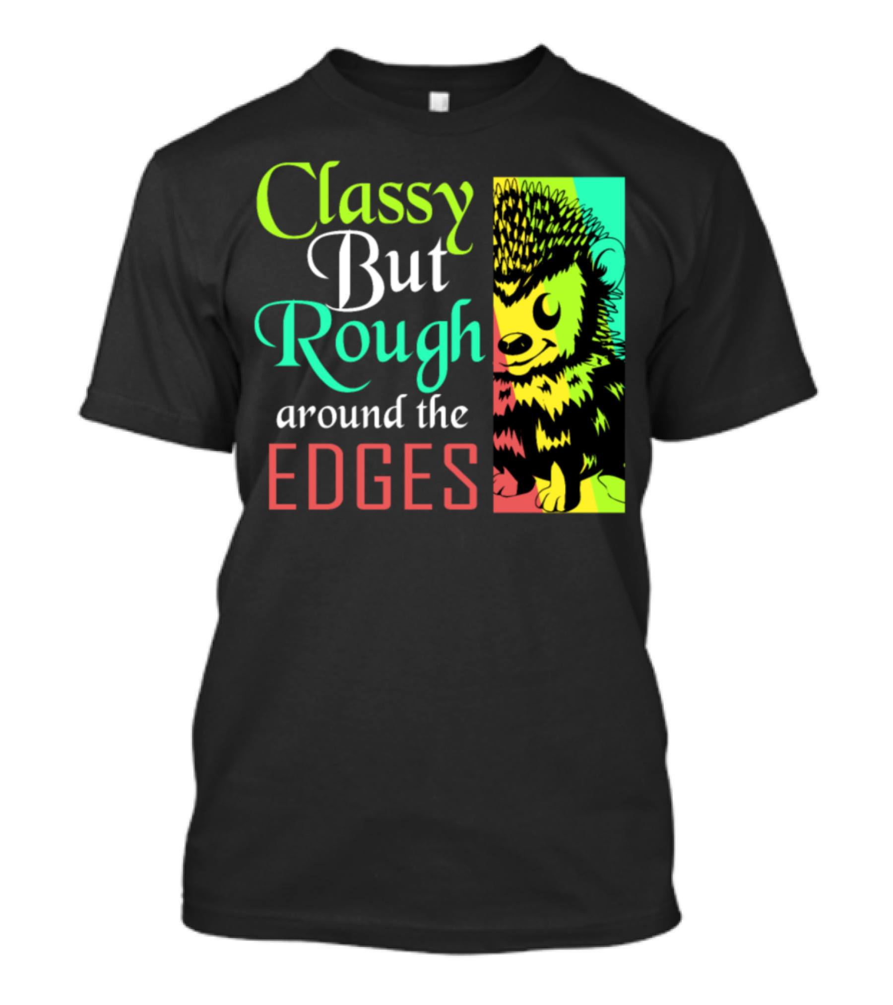 Classy But Rough Around The Edges Hedgehog Retro 70s Vintage Animal Lover T-Shirt