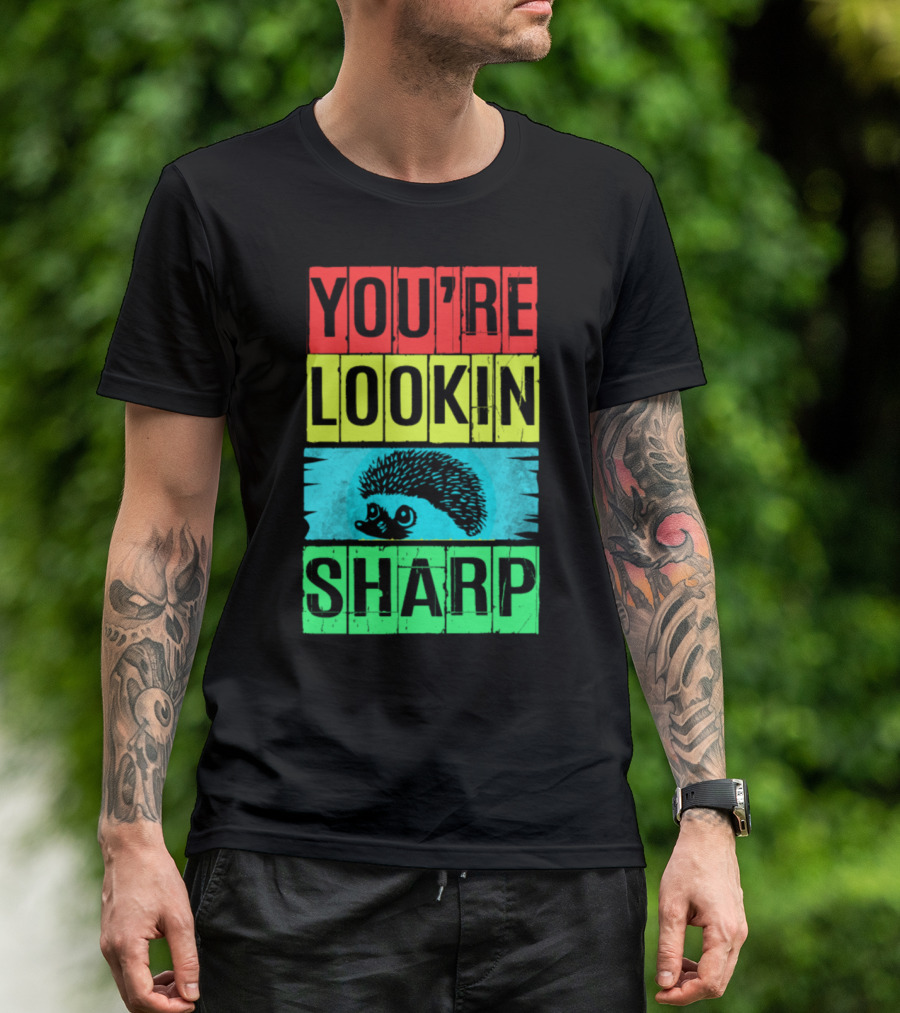 Hedgehog You're Lookin Sharp Retro 70s Vintage Animal Lover M8 T-Shirt