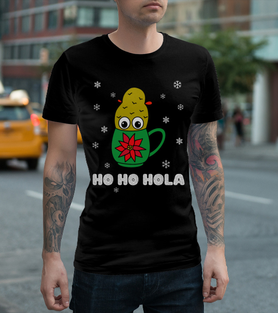 Ho Ho Hola Christmas Cactus Mug With Snowflakes T-Shirt