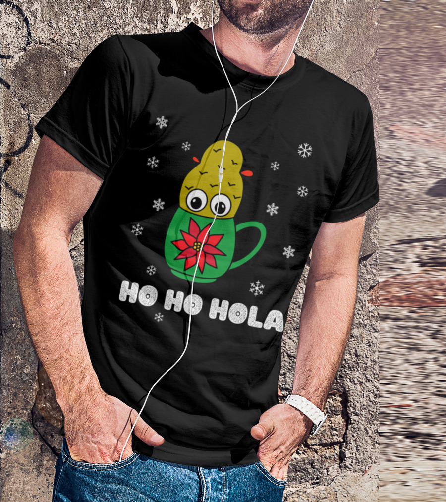 Ho Ho Hola Christmas Cactus Mug With Snowflakes T-Shirt