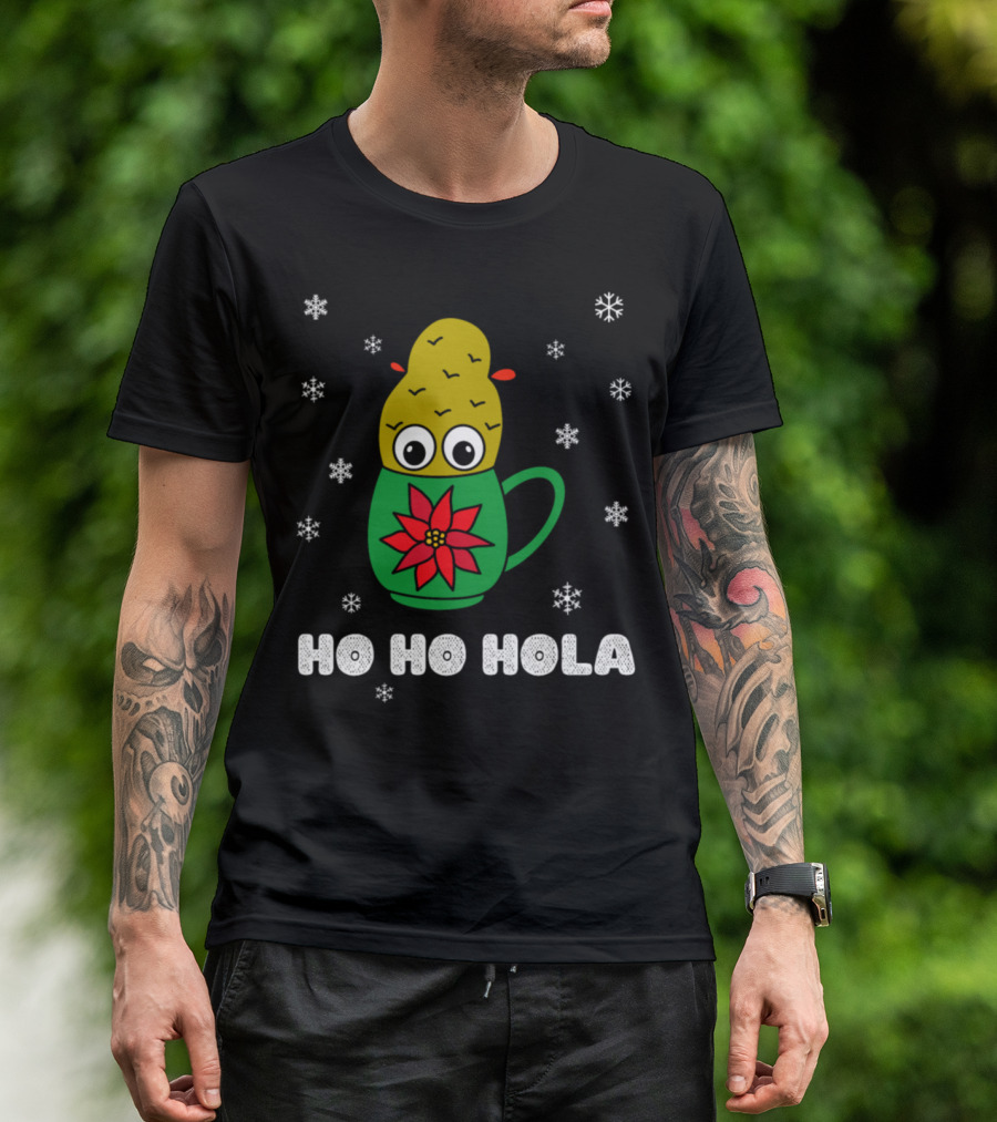 Ho Ho Hola Christmas Cactus Mug With Snowflakes T-Shirt