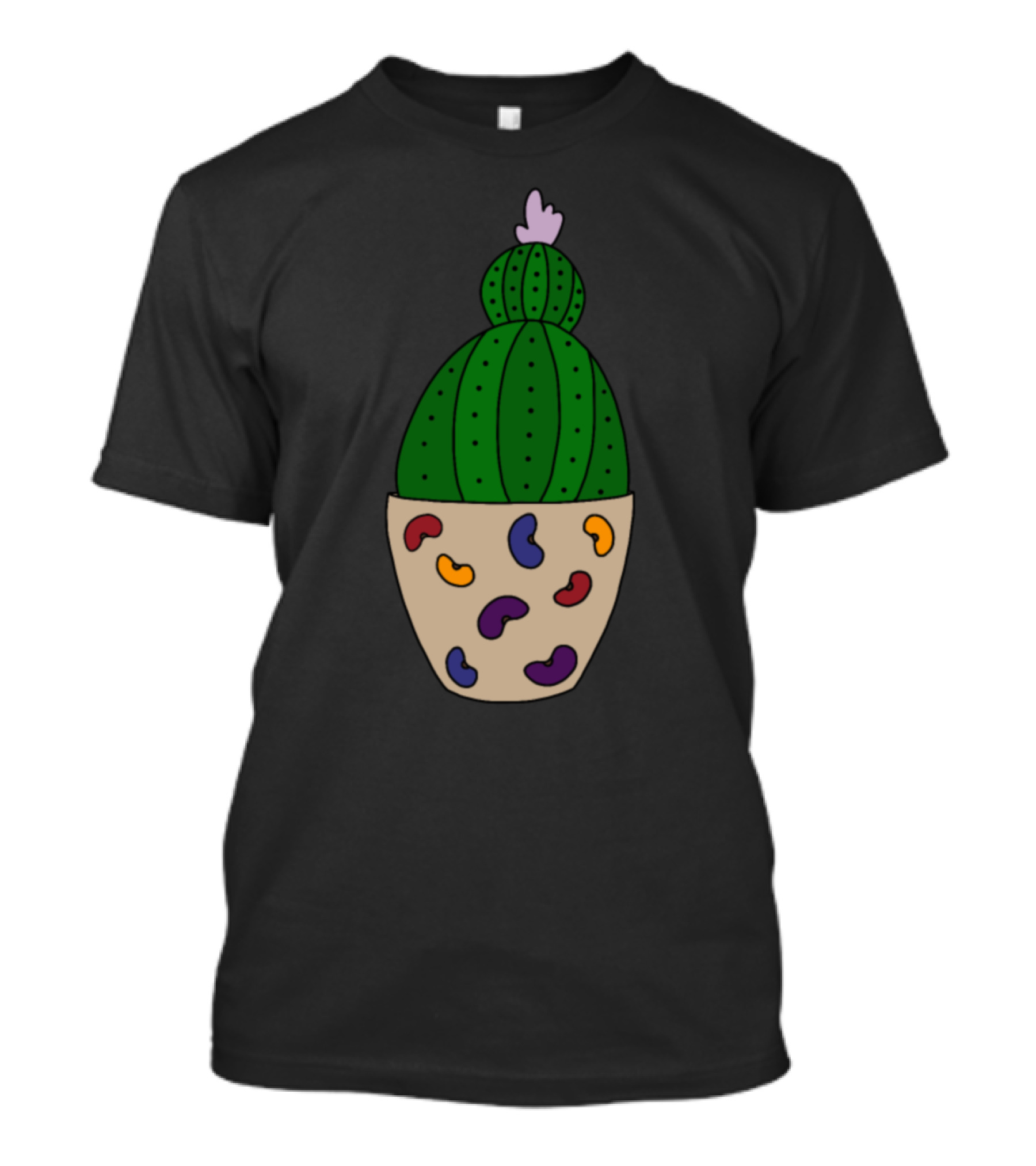 Cactus In Colorful Bean Patterned Pot T-Shirt