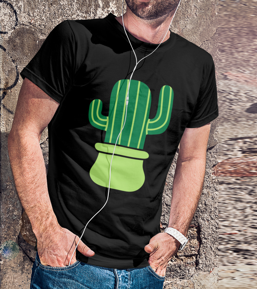 Little Cute Cactus In Green Pot T-Shirt