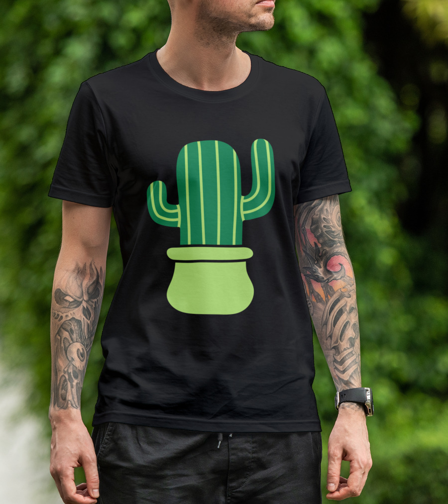 Little Cute Cactus In Green Pot T-Shirt