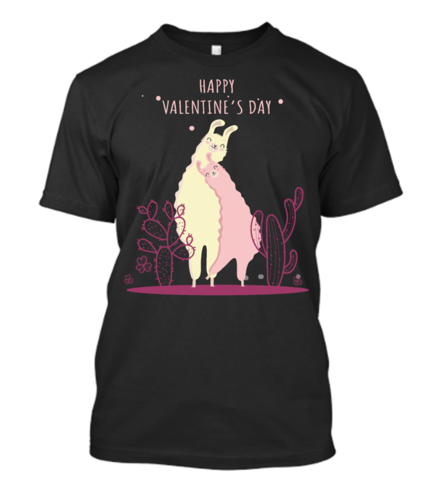 Happy Valentine’s Day Llama Love Cactus Hug T-Shirt