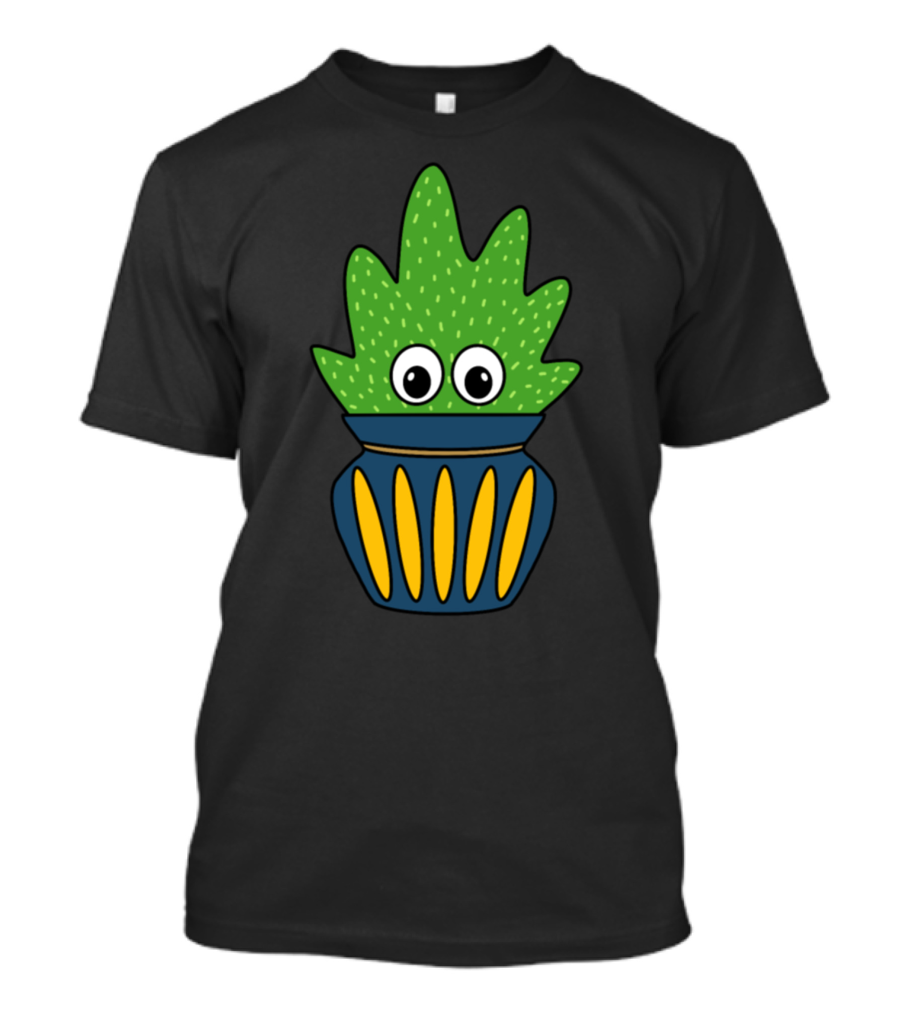 Meaty Succulent With Eyes In Blue And Yellow Cute Jar Planter T-Shirt