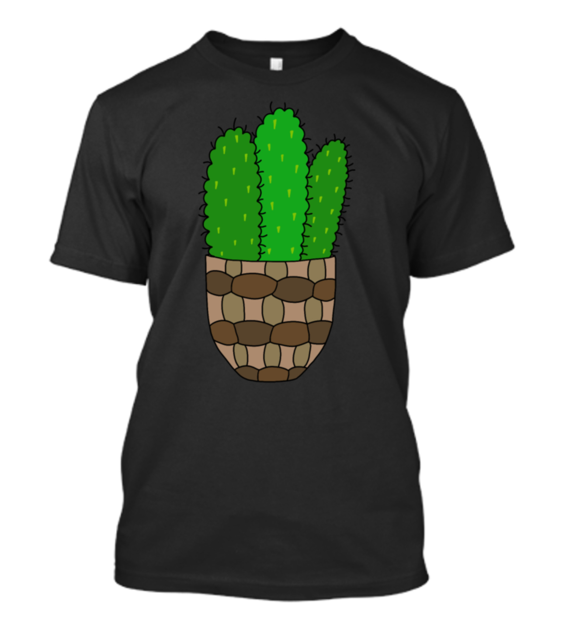 Mexican Pincushion Cactus Green In Woven Basket Pot T-Shirt