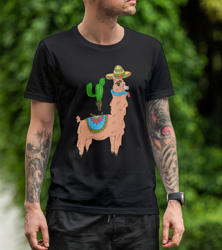 Mexican Llama Sombrero Cactus Boot Funny Lover T-Shirt
