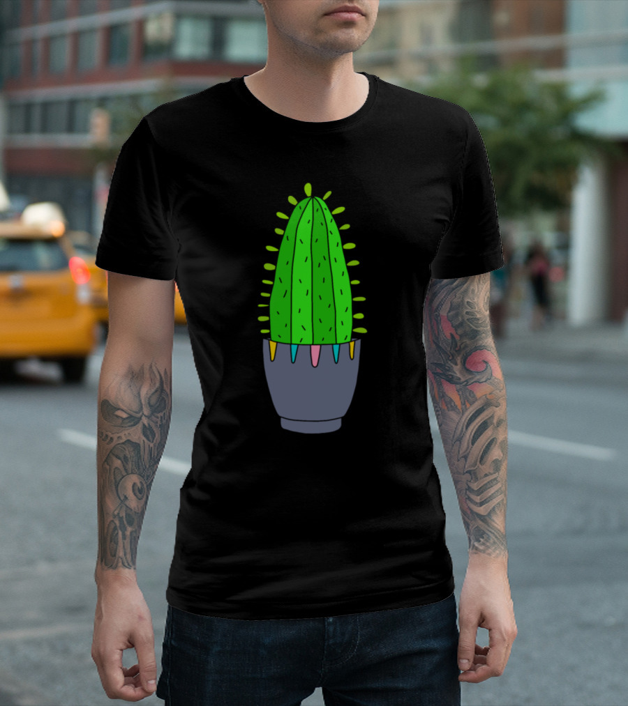 Nice Cactus In Colorful Tipped Purple Pot T-Shirt