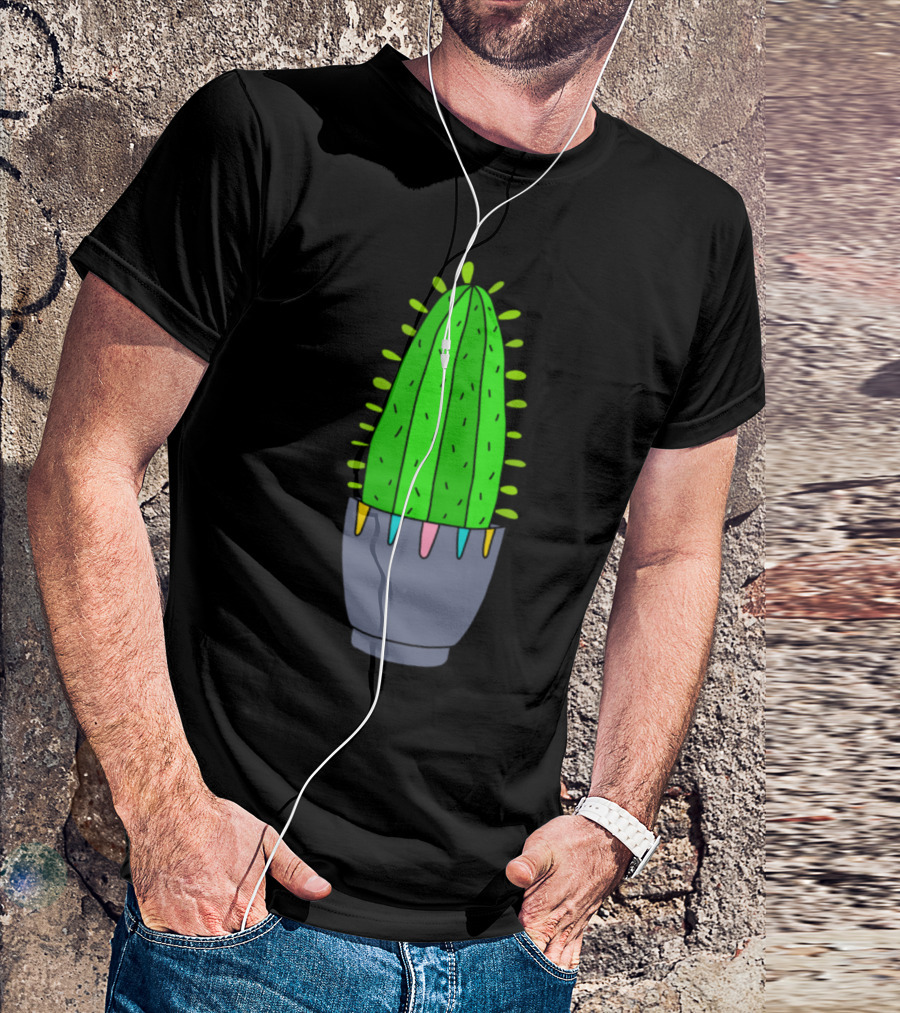 Nice Cactus In Colorful Tipped Purple Pot T-Shirt