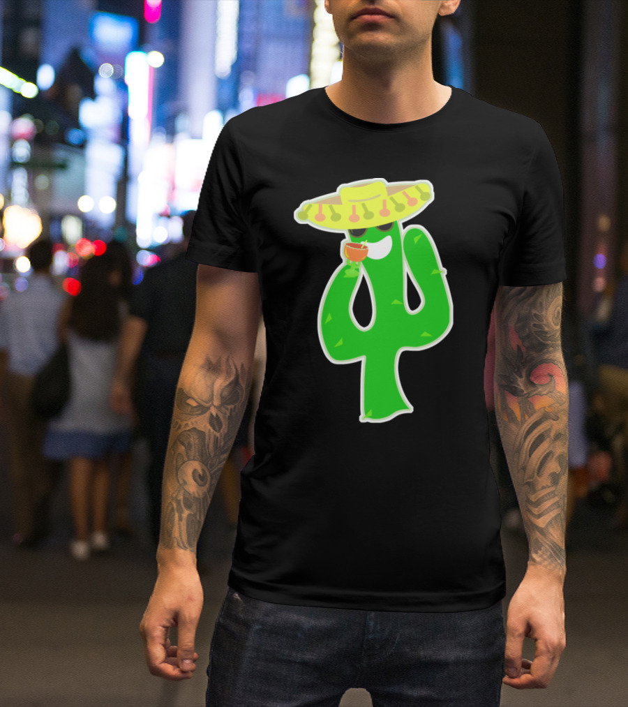 Party Cactus With Sombrero And Drink T-Shirt