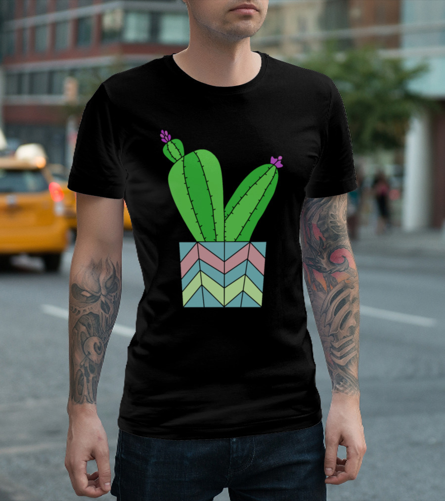 Pastel Pot Zigzag Cactus T-Shirt