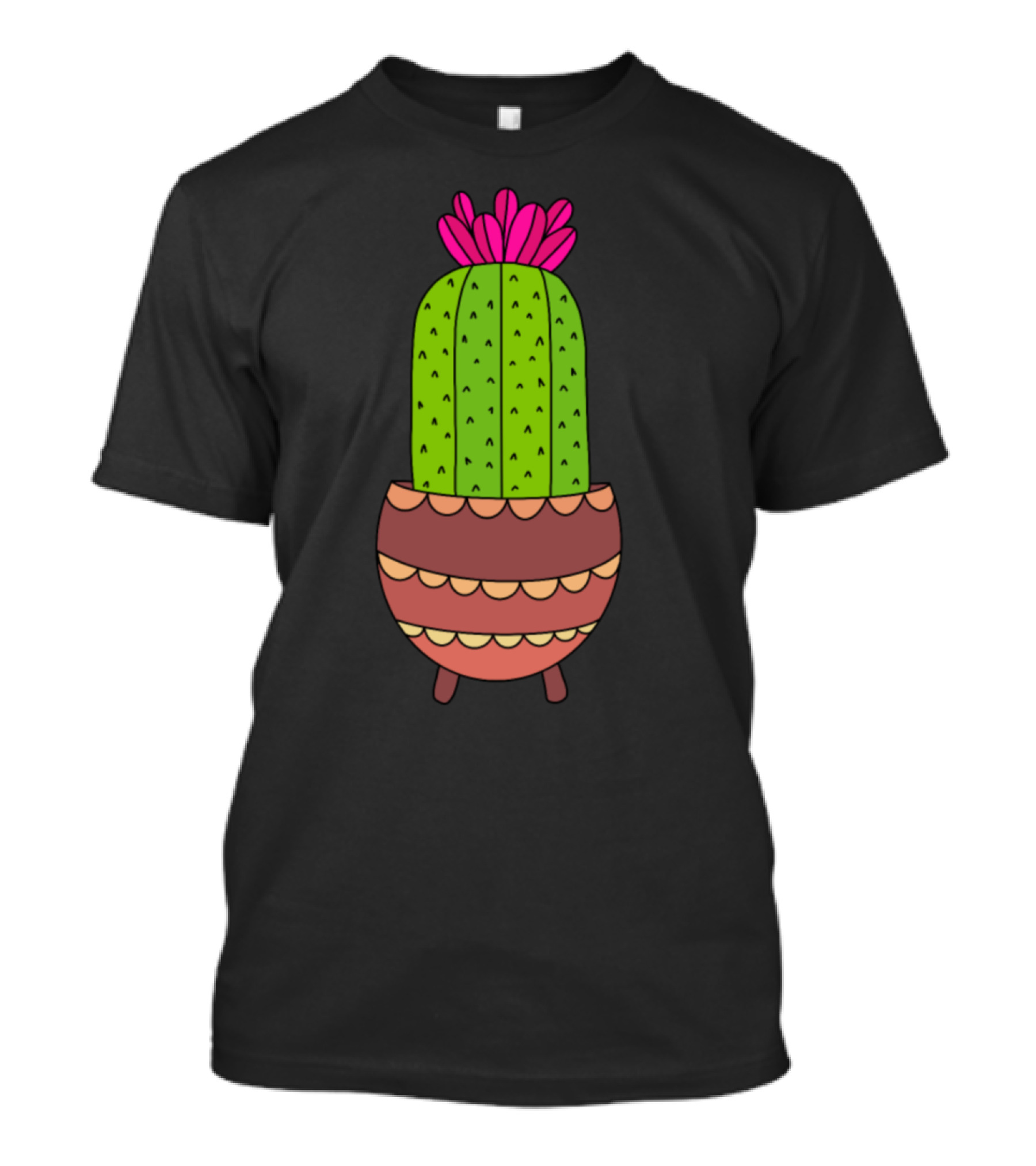 Pretty Sweet Cactus In Decorative Pot With Pink Blooms T-Shirt