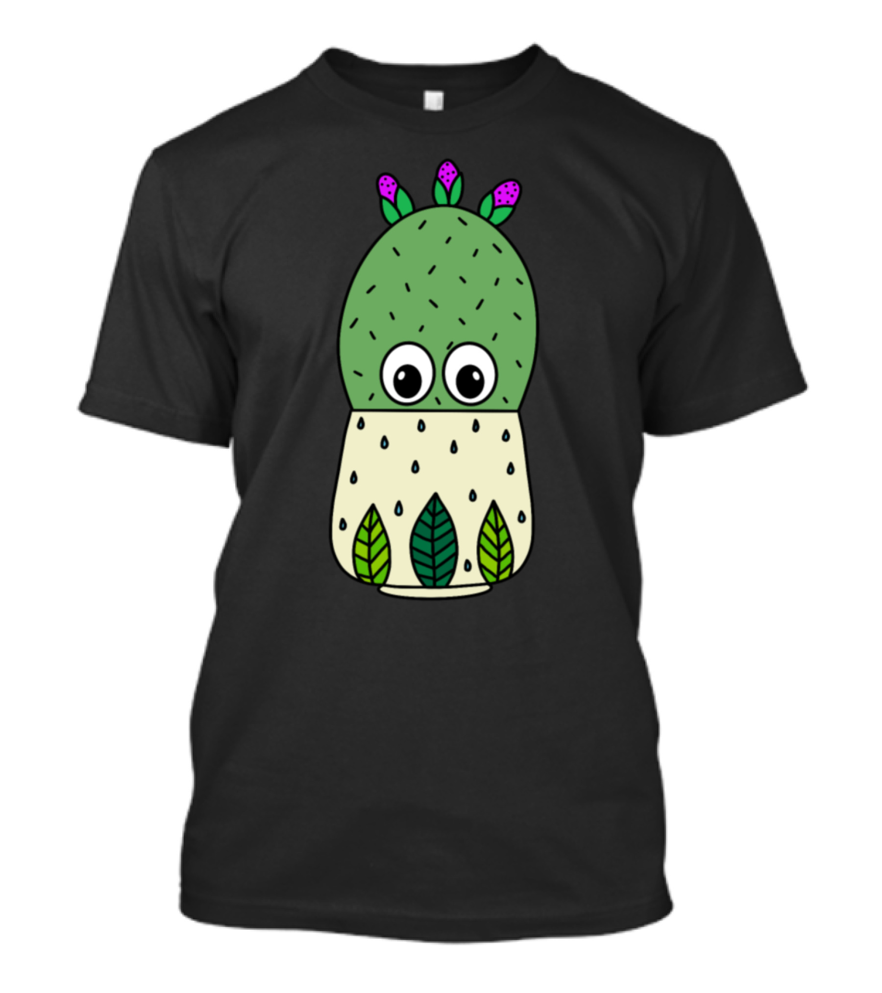 Prickly Pear Cactus With Eyes In Leafy Pot T-Shirt