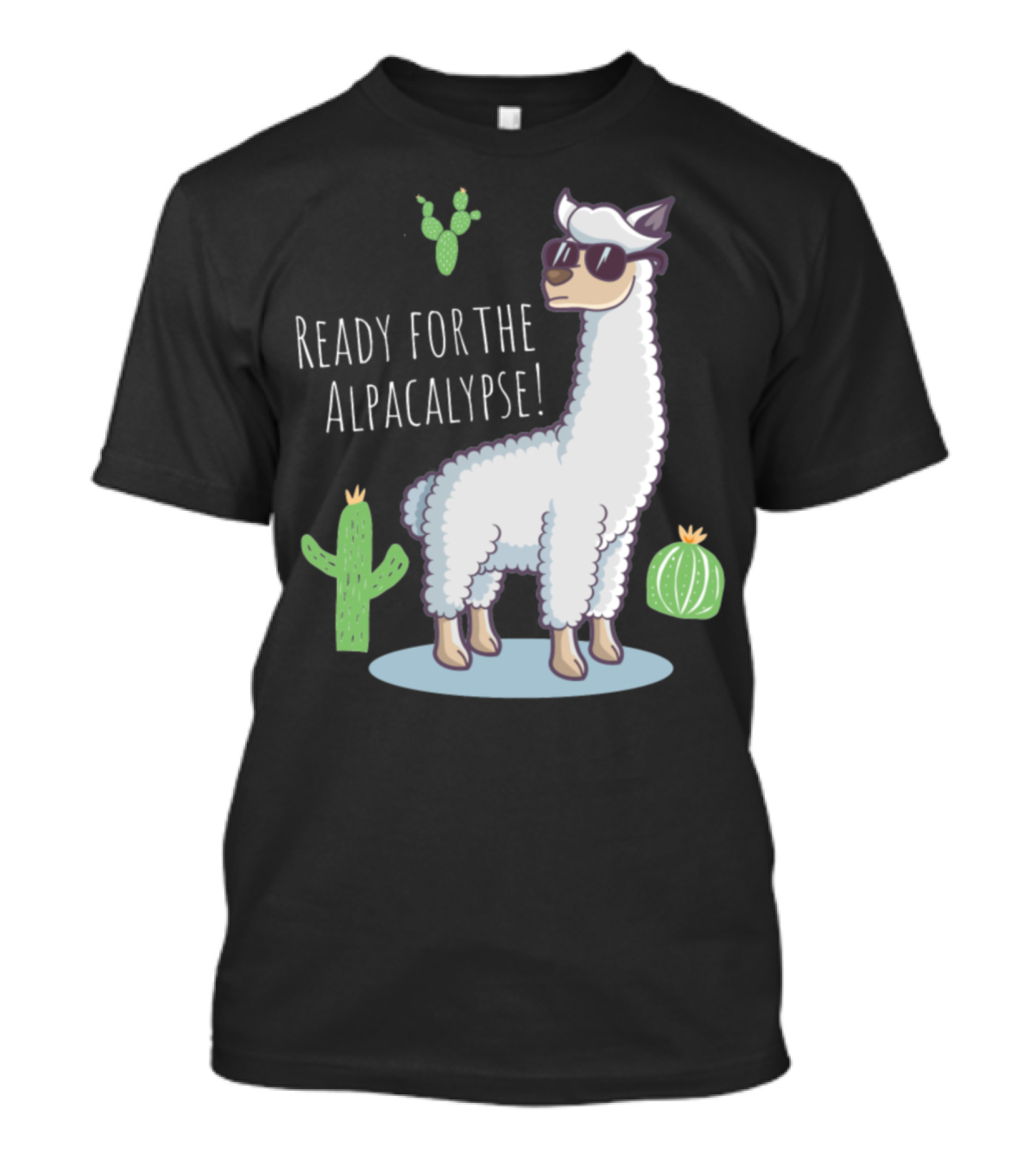 Ready For The Alpacalypse Funny Llama Lover Cactus Cool Llama With Sunglasses T-Shirt