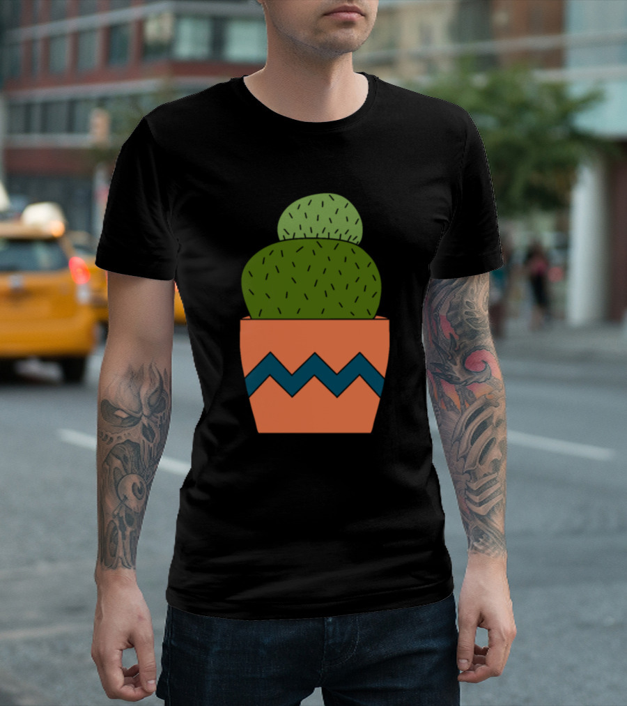 Round Cactus with Zigzag Patterned Pot T-Shirt