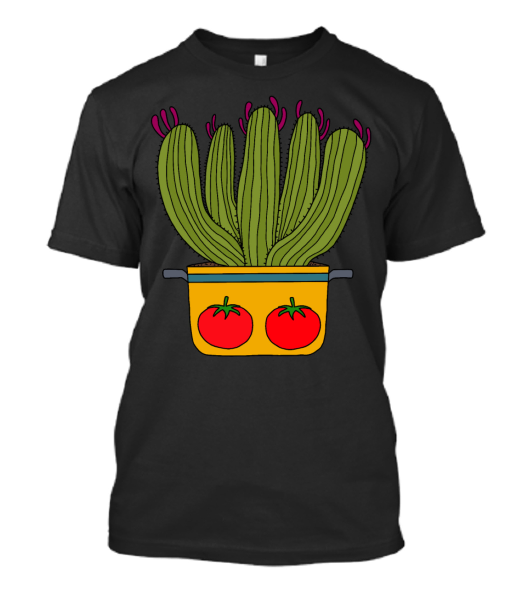 Saguaro Cacti In A Tomato Decorated Pot T-Shirt