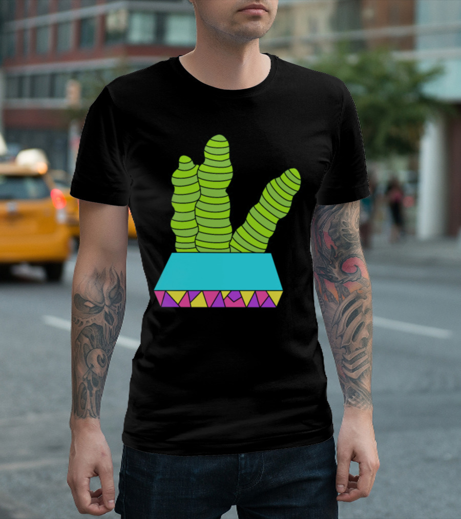 Spaceworm Cactuses Geometric Planter T-Shirt