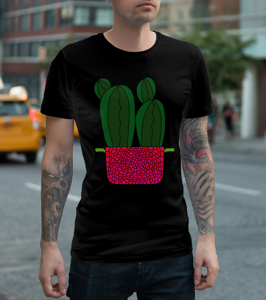 Spiky Cacti In Raspberry Pot T-Shirt