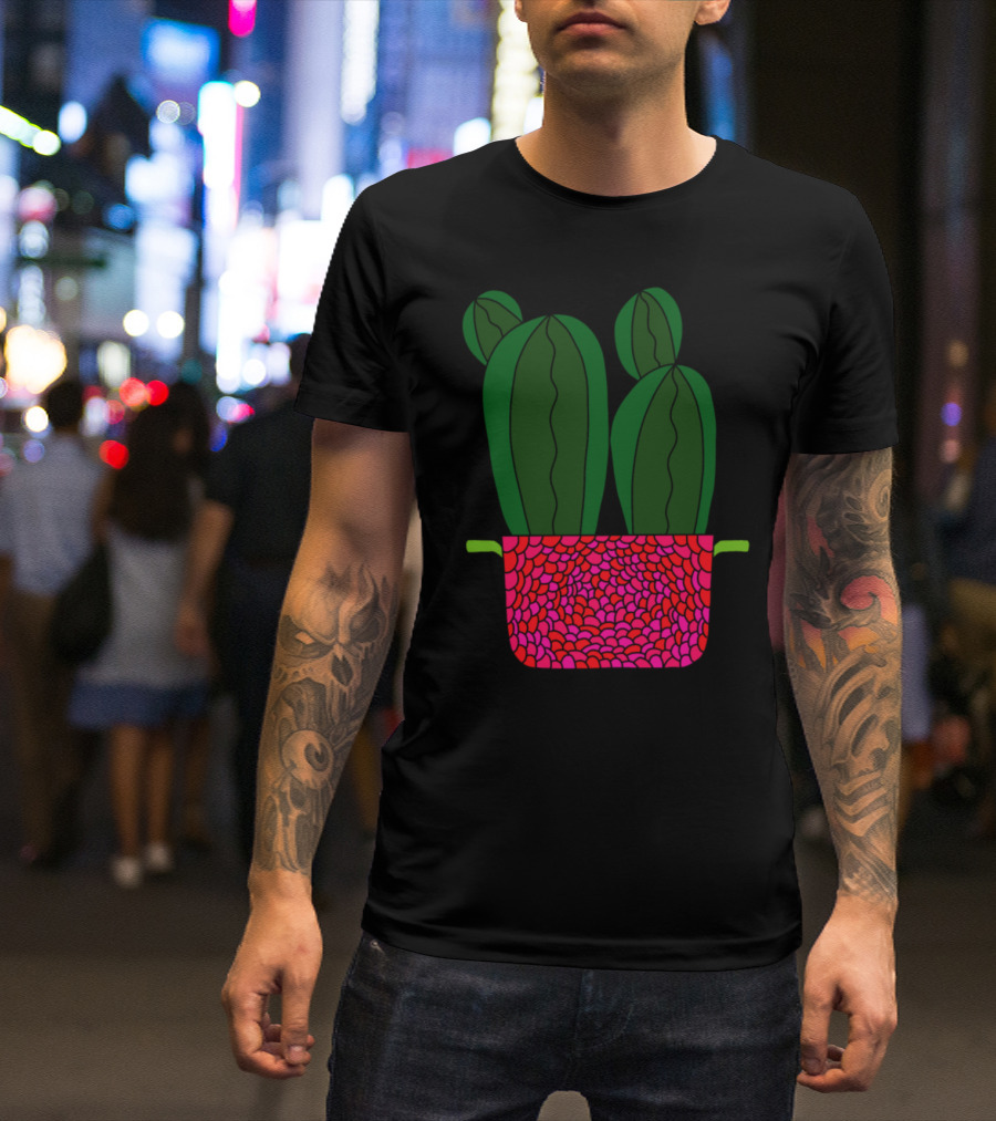 Spiky Cacti In Raspberry Pot T-Shirt
