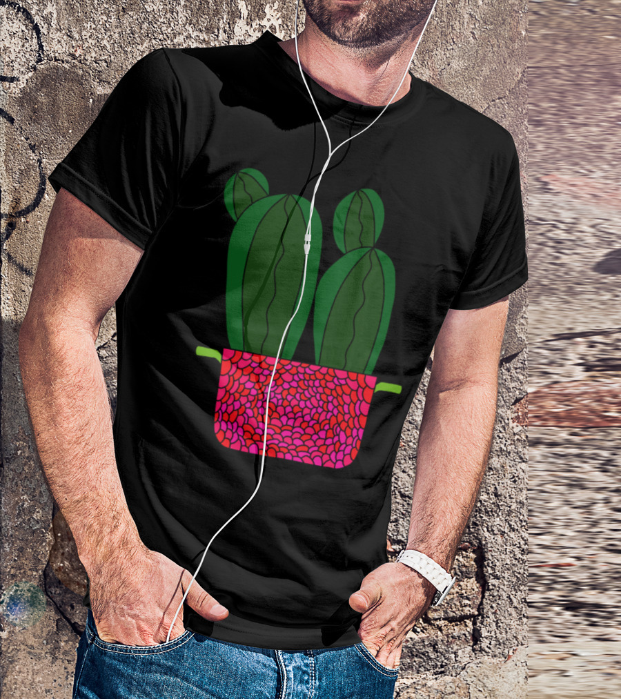 Spiky Cacti In Raspberry Pot T-Shirt