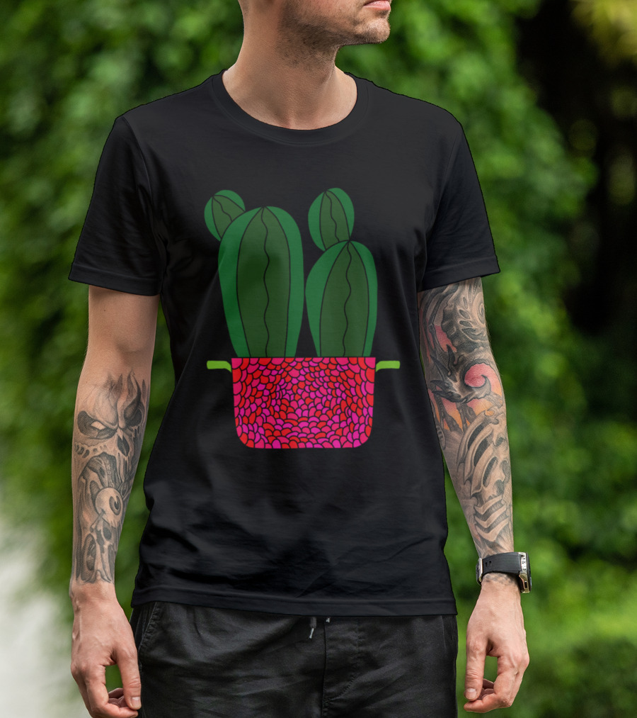 Spiky Cacti In Raspberry Pot T-Shirt