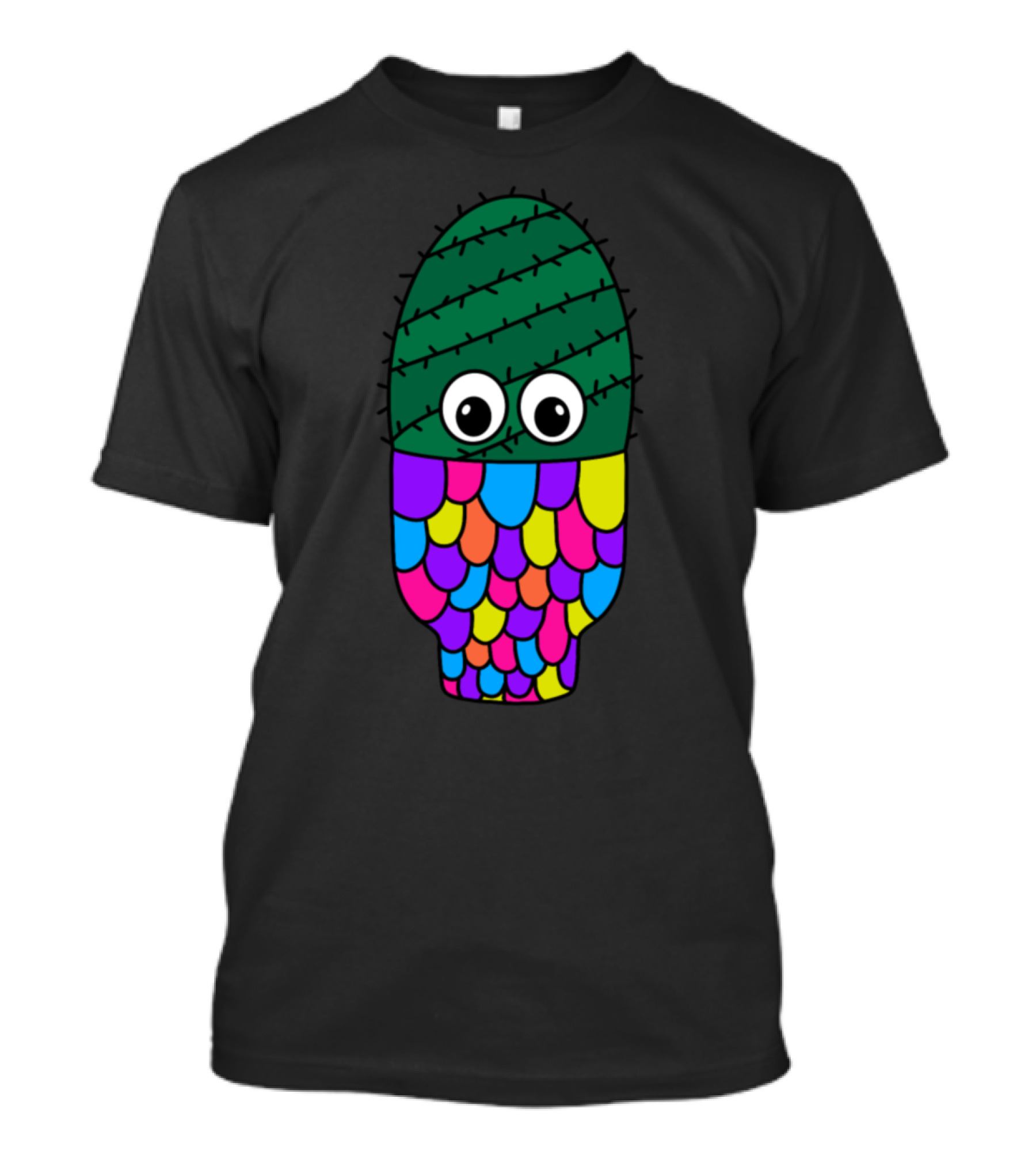 Spiral Cactus With Big Eyes In Vibrant Scales Pot T-Shirt