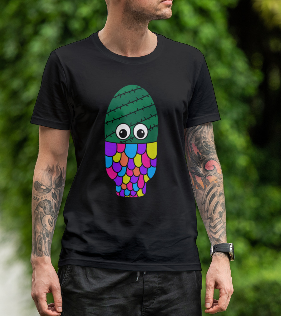 Spiral Cactus With Big Eyes In Vibrant Scales Pot T-Shirt