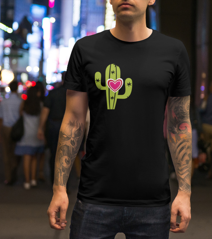 Stuck On You Valentines Cactus Heart T-Shirt