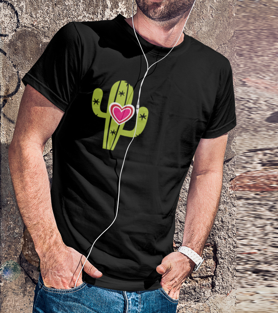 Stuck On You Valentines Cactus Heart T-Shirt