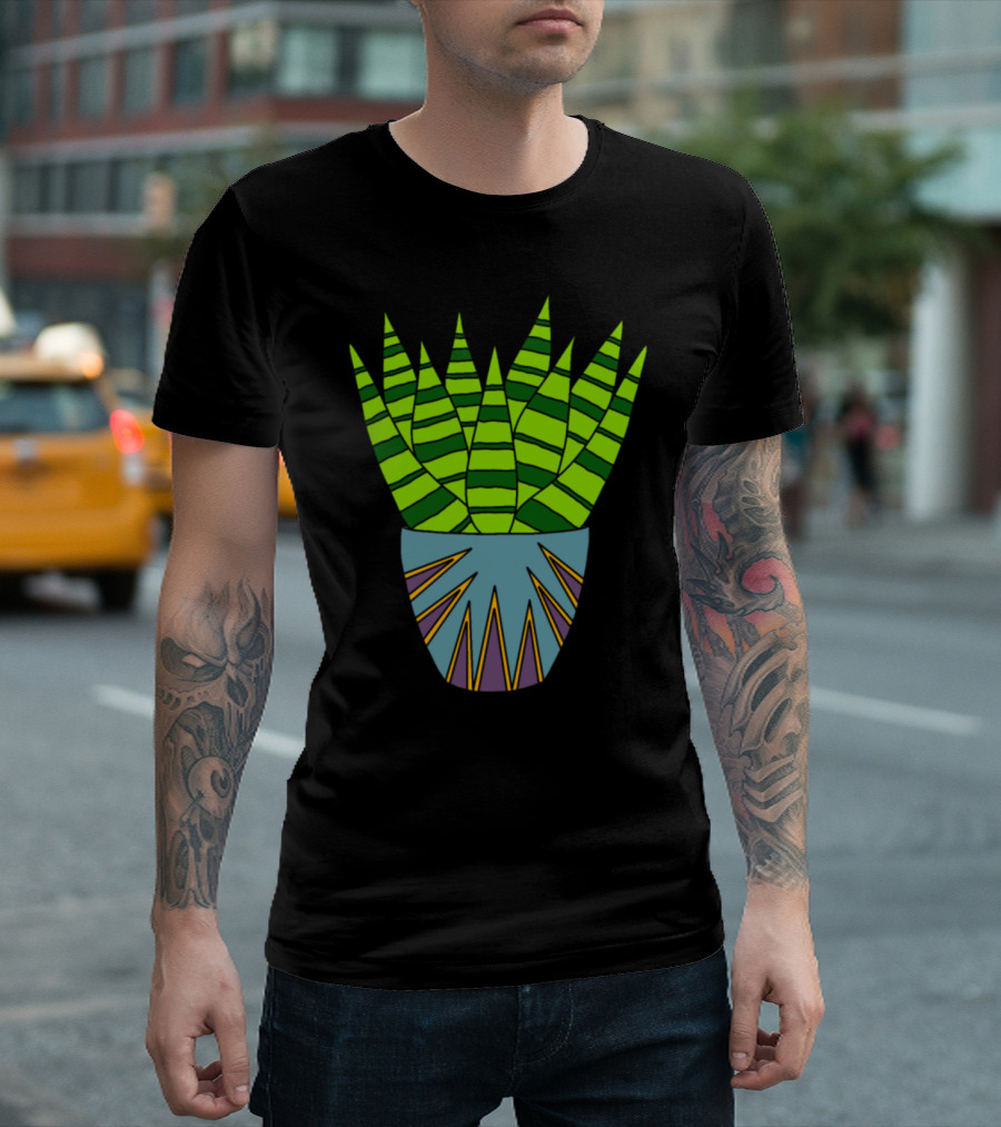 Succulent Cluster in Geometric Triangle-patterned Pot T-Shirt
