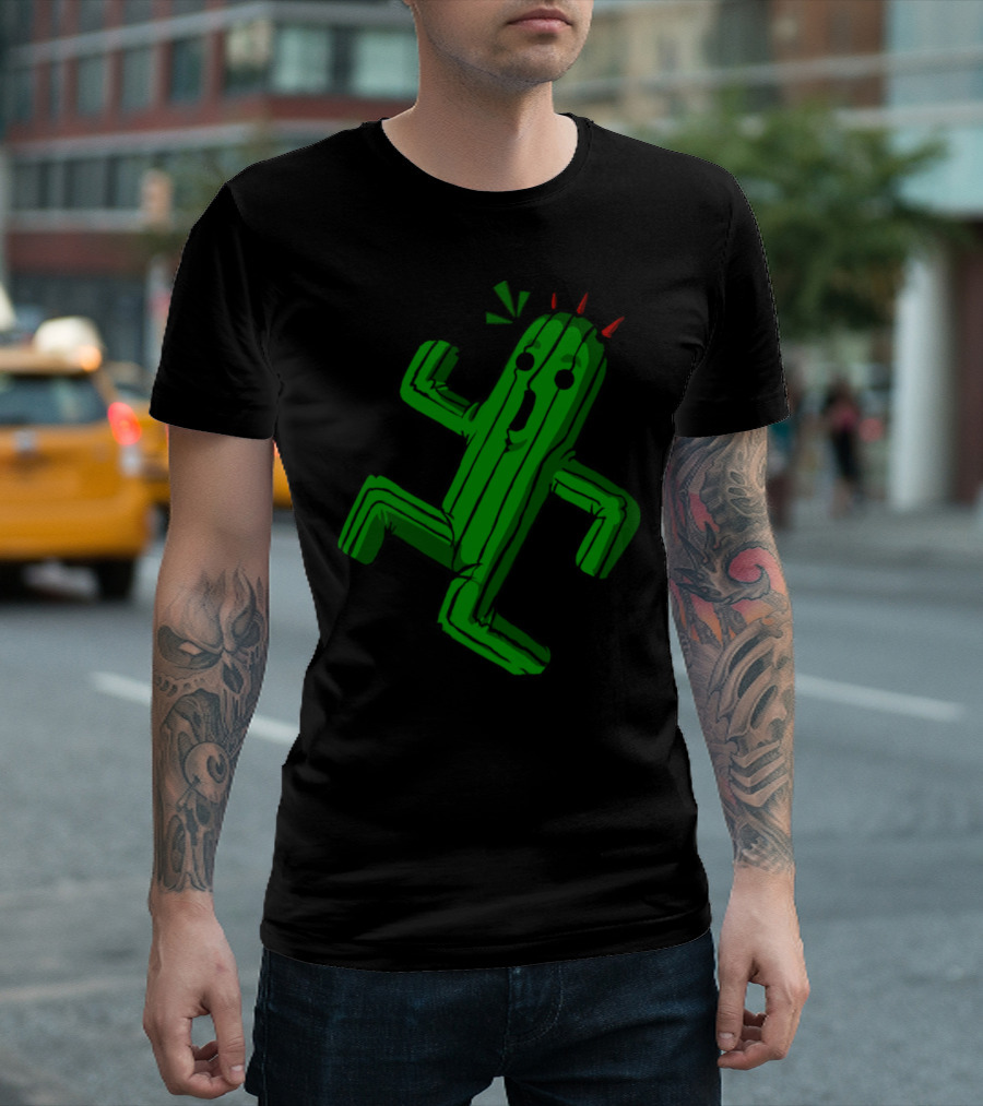 Surprise Its A Cactuar Iconic Green Character With Red Spikes And Expression T-Shirt