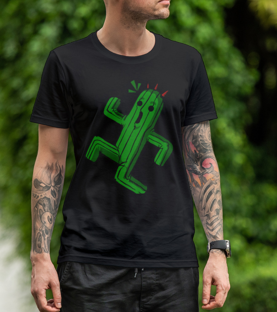 Surprise Its A Cactuar Iconic Green Character With Red Spikes And Expression T-Shirt