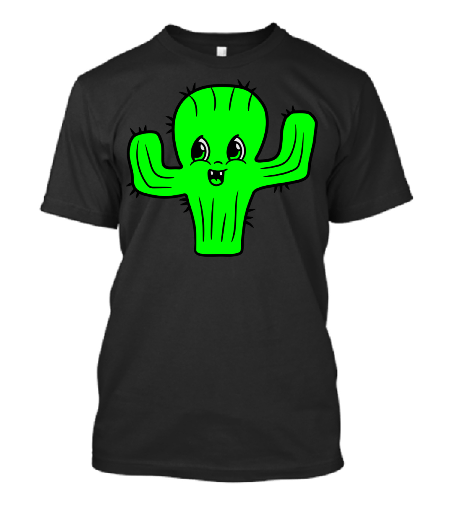 Sweet Cute Little Comic Cartoon Cactus Face T-Shirt