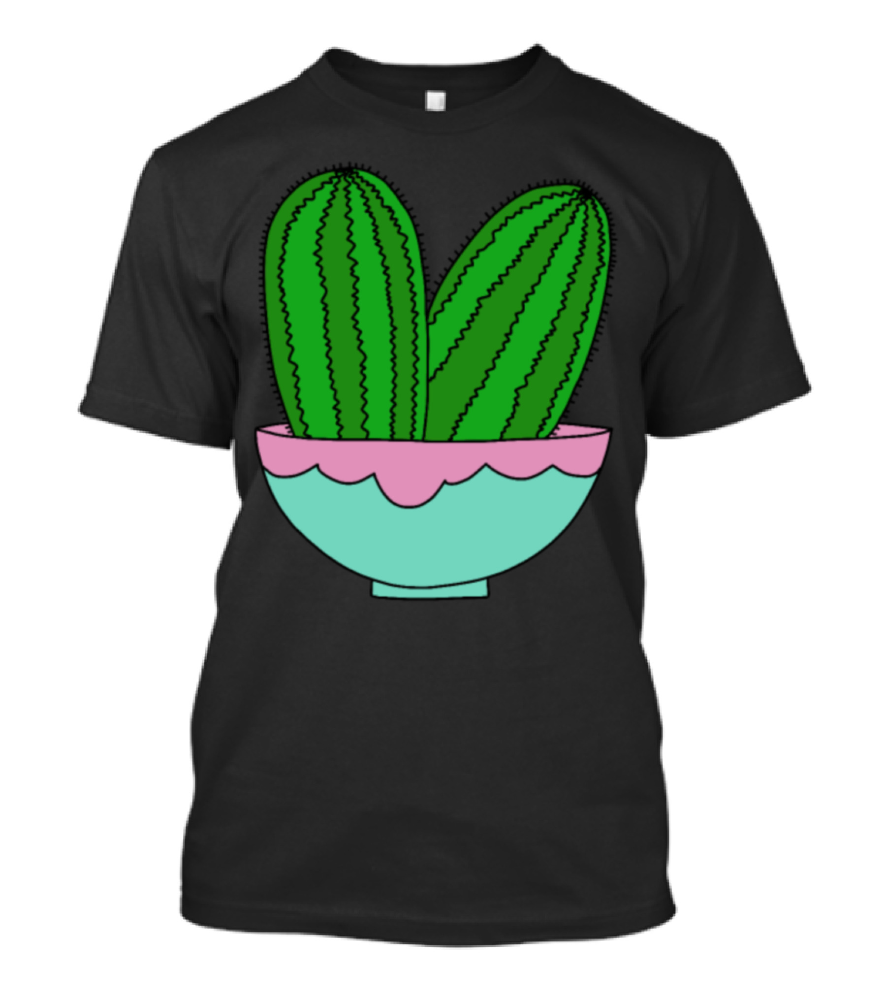 Green Cactus Ice Cream Bowl Decor T-Shirt