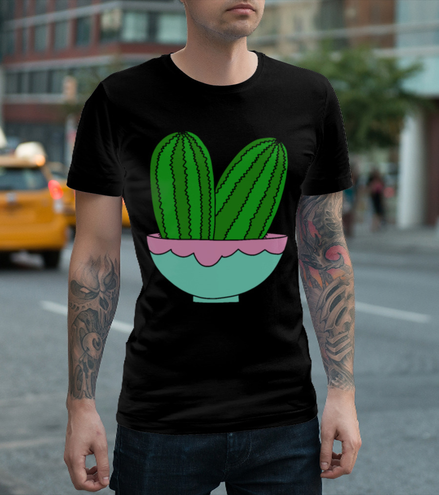 Green Cactus Ice Cream Bowl Decor T-Shirt