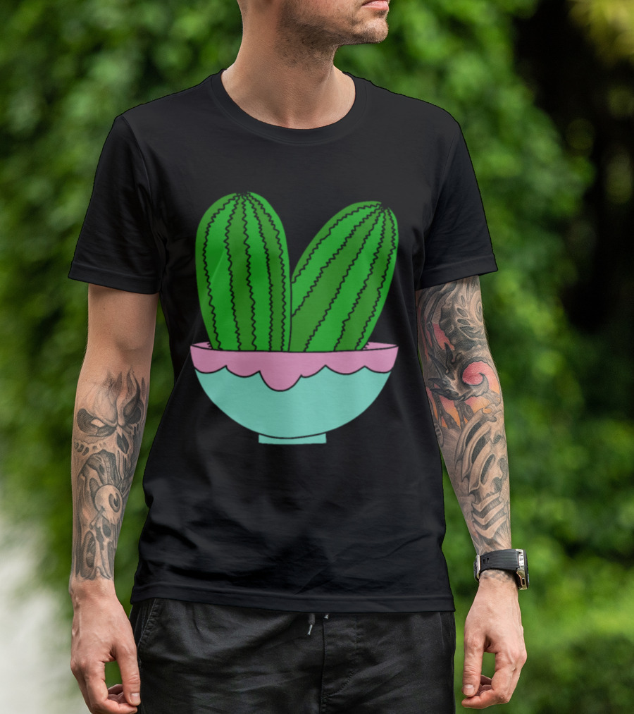 Green Cactus Ice Cream Bowl Decor T-Shirt