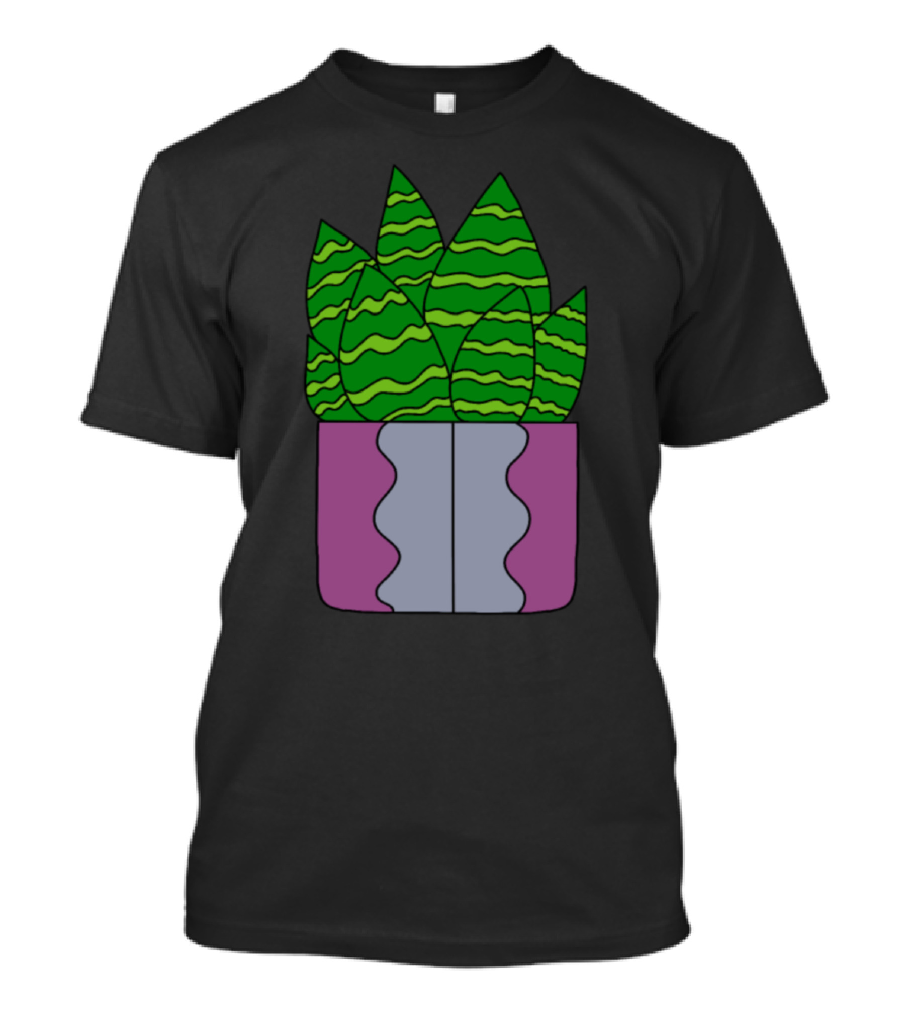 Tigerstripe Green Succulent Leaves In Purple Planter T-Shirt
