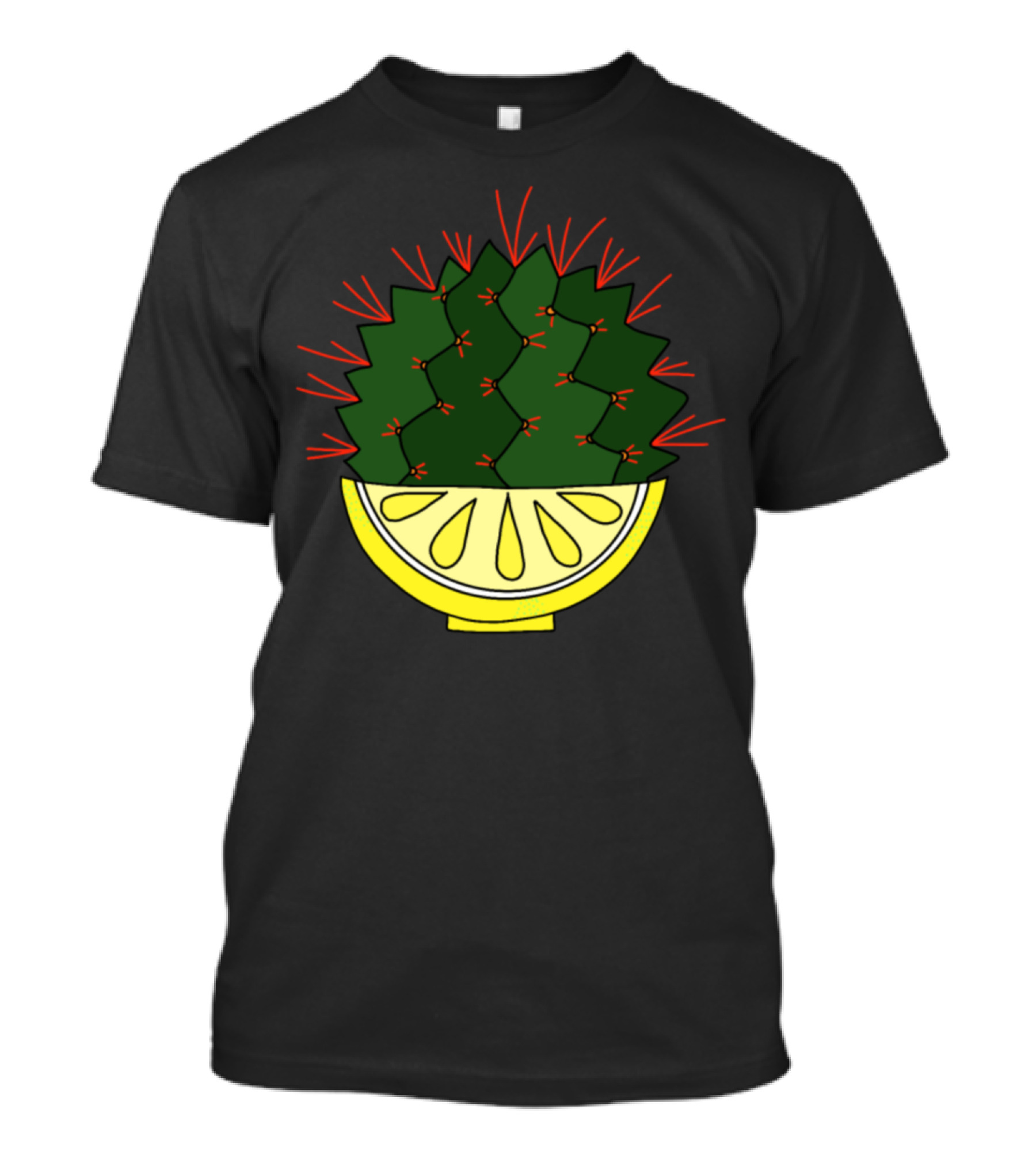 The Lemon Cactus Succulent In Citrus Slice Half T-Shirt