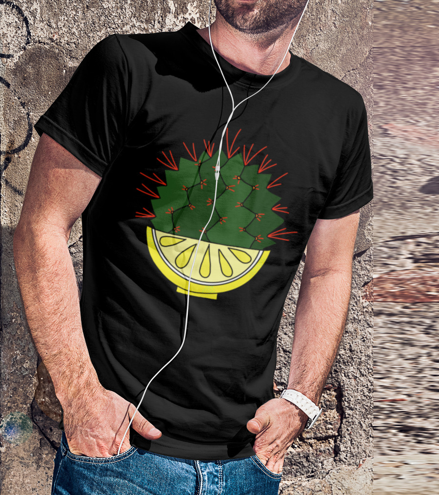 The Lemon Cactus Succulent In Citrus Slice Half T-Shirt